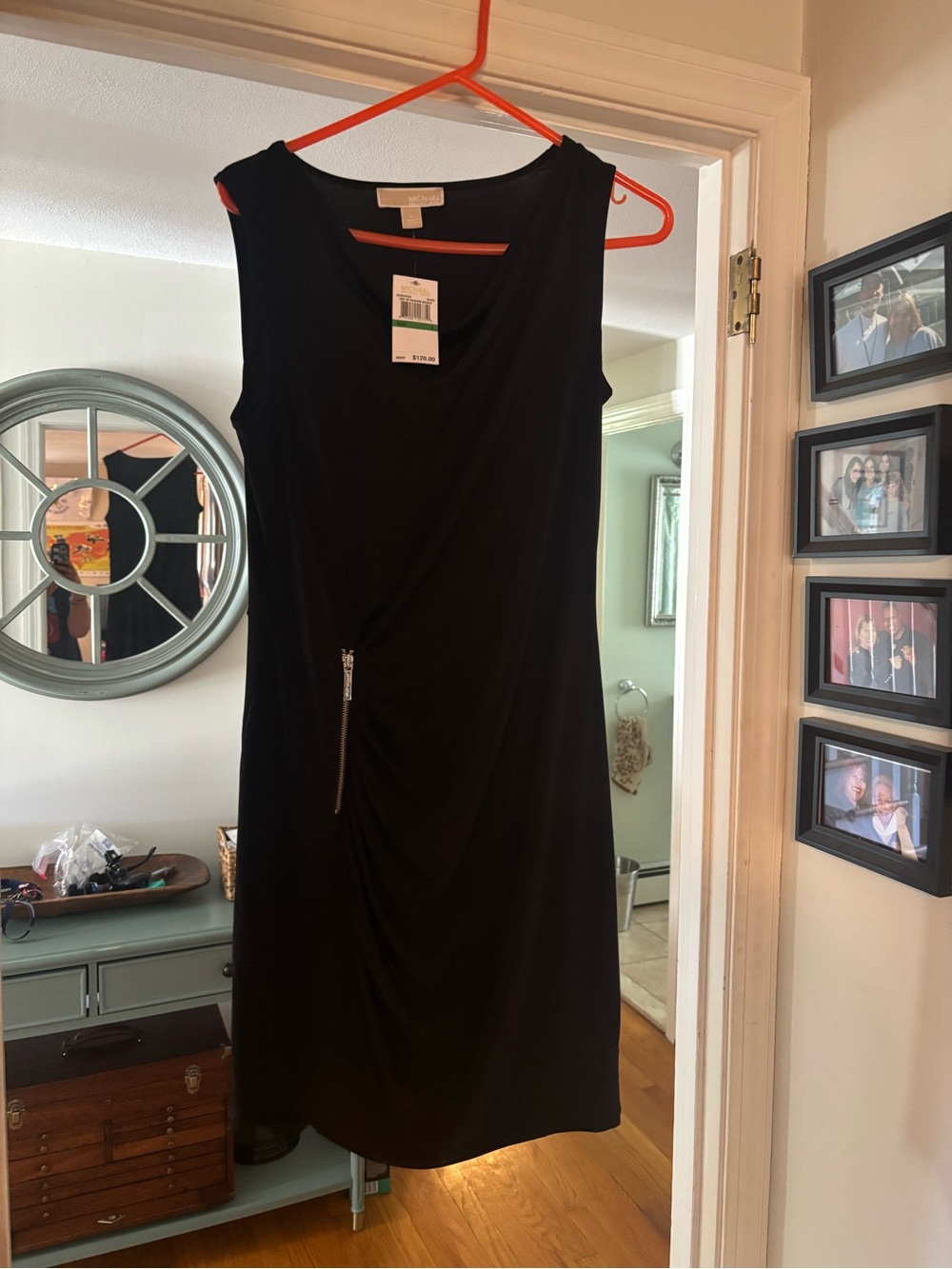 MICHAEL Michael Kors Black Sleeveless Midi Dress with Zip Detail